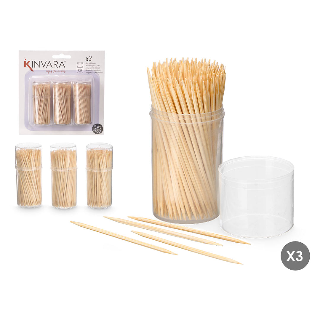 Palillos de Madera 150 ud Set de 3