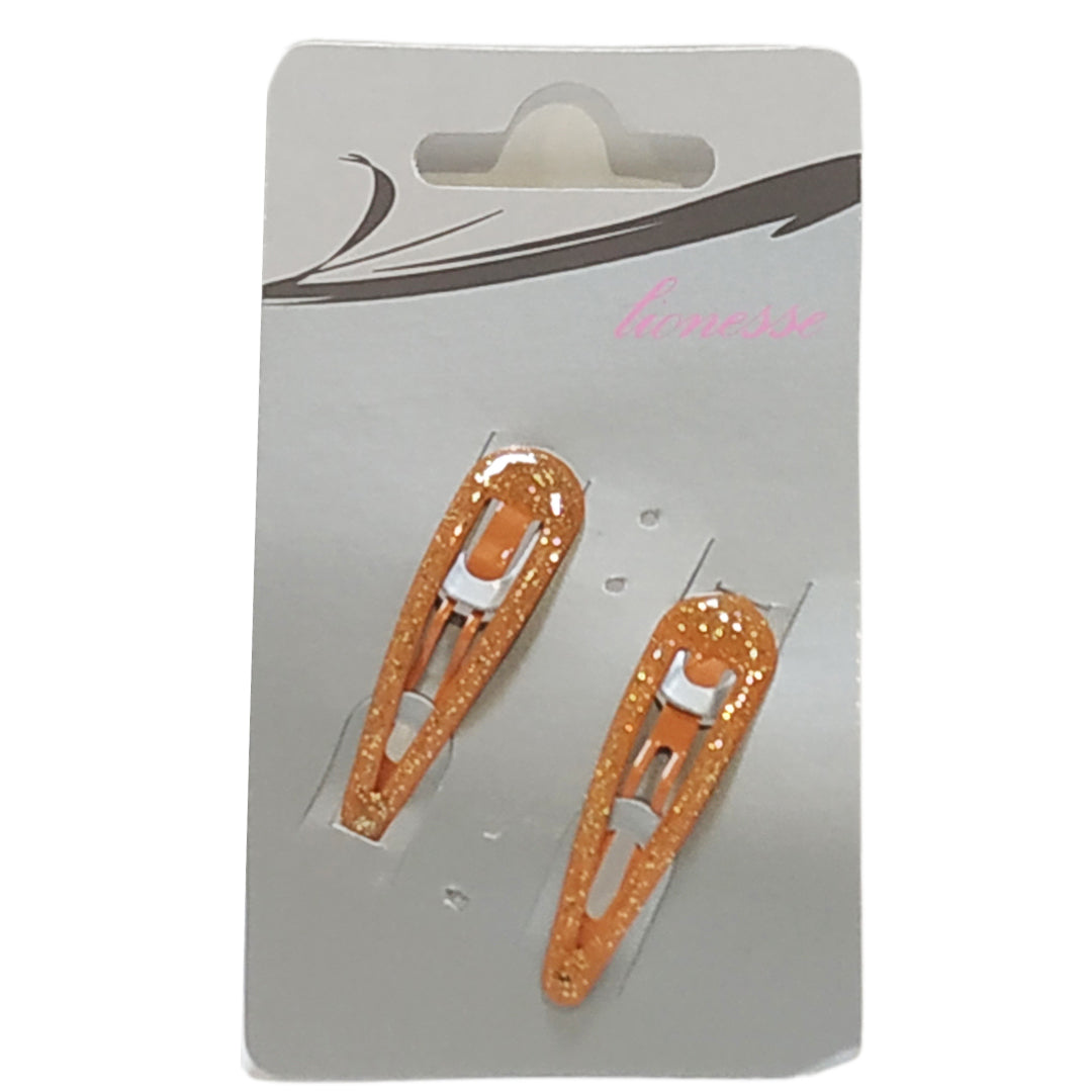 Pinzas Pelo Color Naranja con Purpurina 2 ud