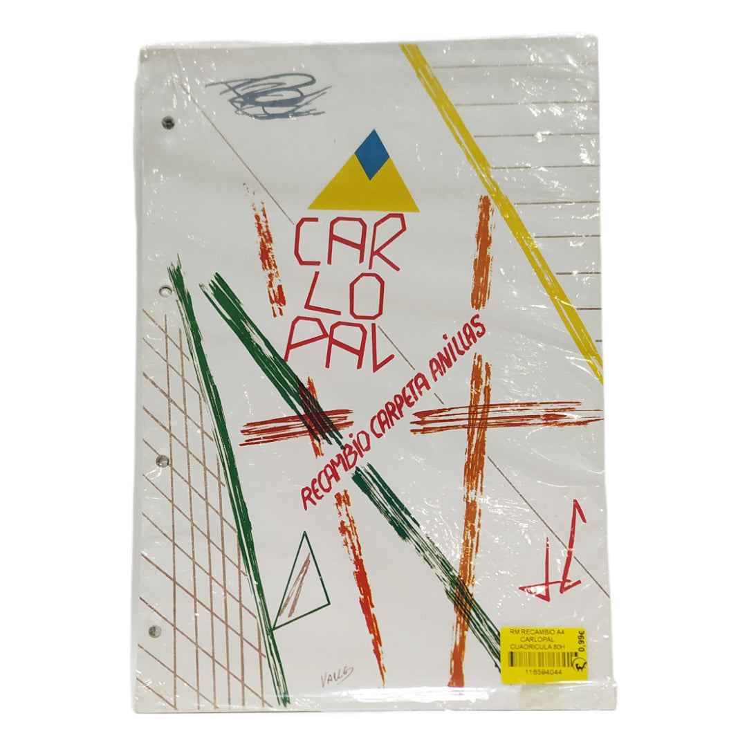 Recambio Carpeta Anillas 80 Hojas Cuadriculadas A4 Carlopal
