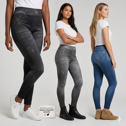 Pack de 3 Leggings Moldeadores Slim Jeans - Efecto Vaquero y Control de Figura