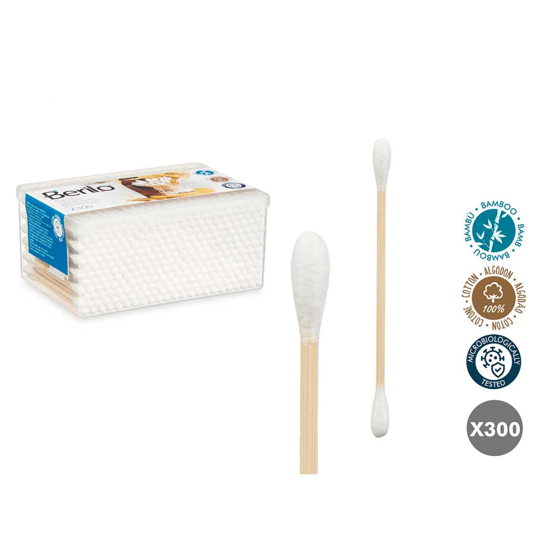 Bastoncillos de Oídos Palo de Bambú Caja XXL 300 ud