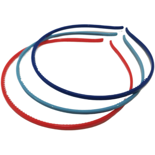 Diademas de Plástico Lisa Pack 3 ud Color Rojo, Azul y Celeste Parsa