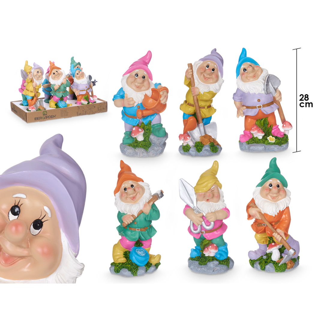 Ibergarden Figura Gnomo Enano de Jardín 6 Modelos Surtidos 29 cm