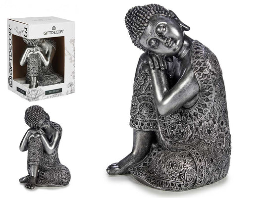 kinvara-buda-sentado-lateral-resina-plata-30cm