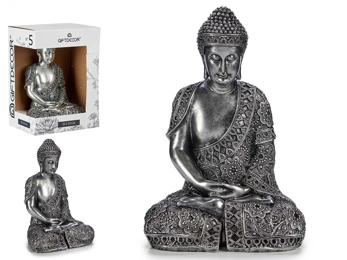 kinvara-buda-sentado-resina-grande-plata-30cm
