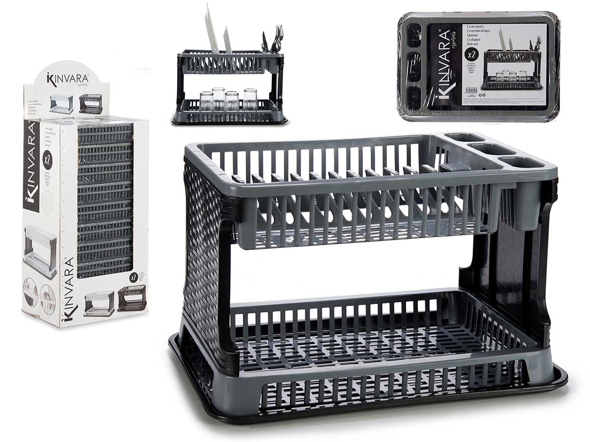 kinvara-escurreplato-plastico-2-pisos-rattan-gri