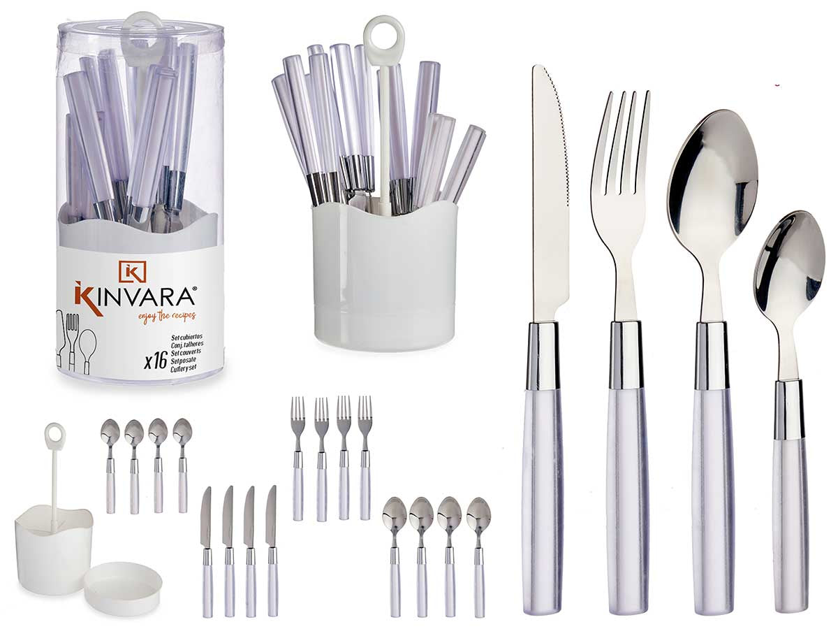 kinvara-set-16-cubiertos-acero-inoxidable-mango-plastico-blanco