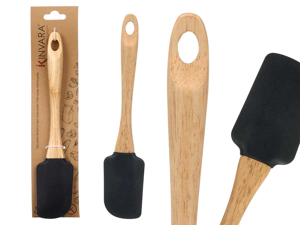 Pala Silicona Negra Mango Madera
