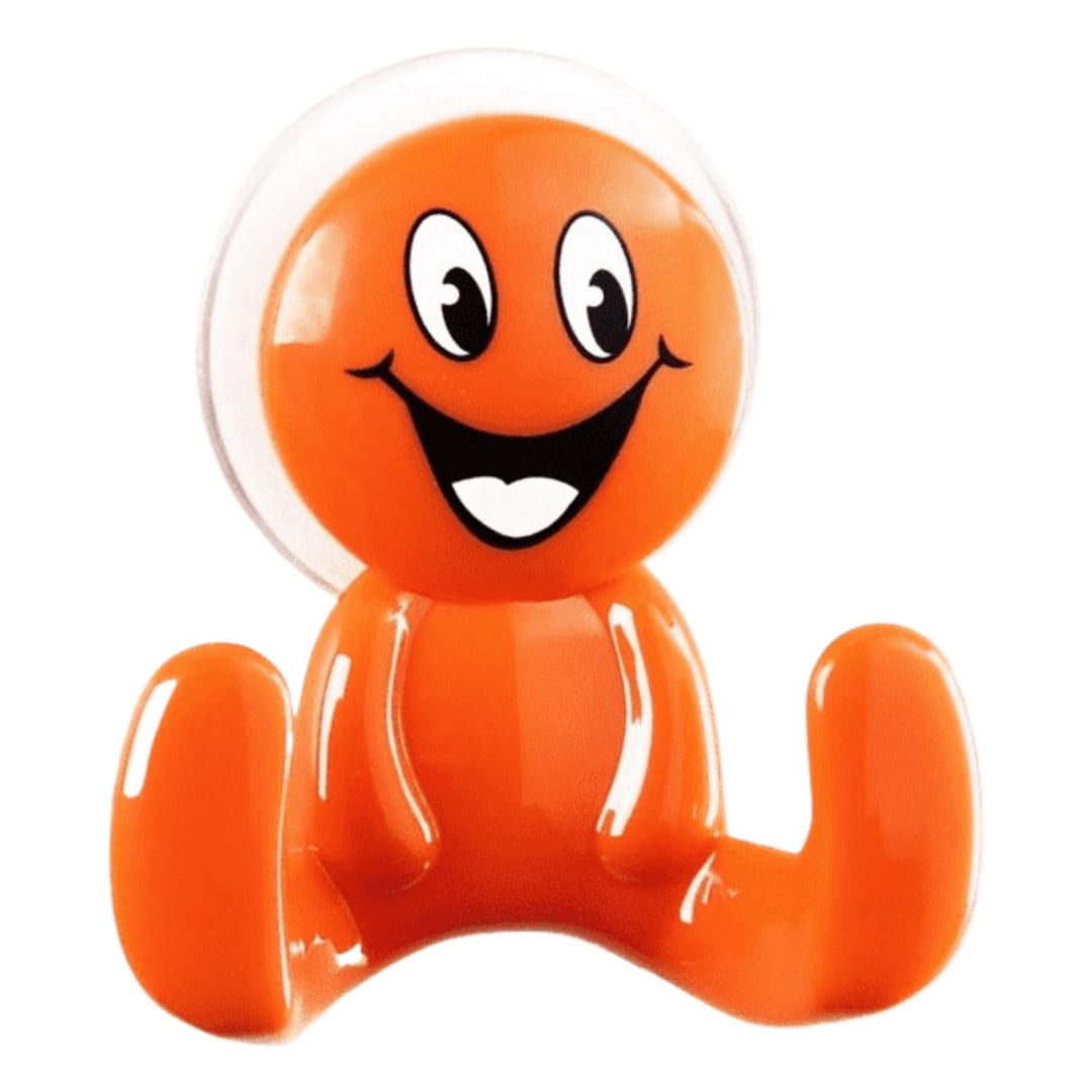percha-de-plastico-enganche-con-ventosa-cara-sonriente-color-naranja