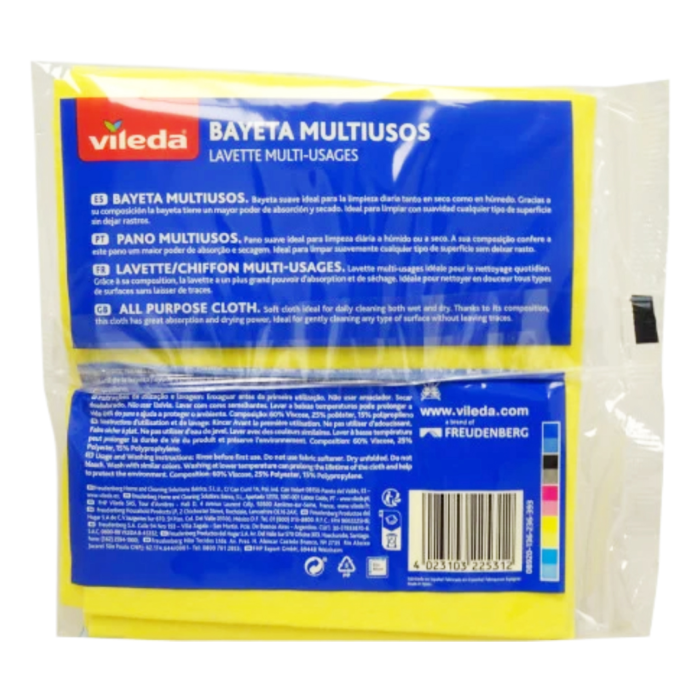 BAYETA MULTIUSOS AMARILLA VILEDA 3UD - Imagen 2