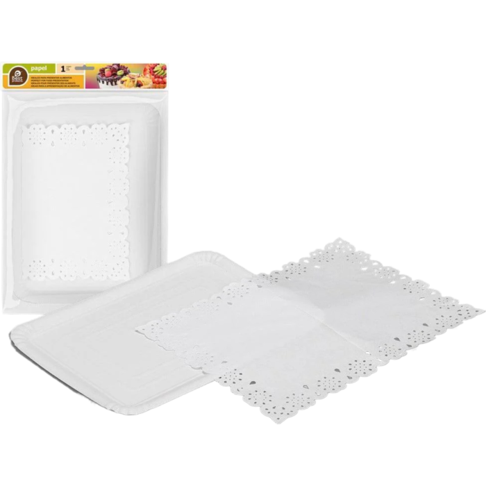 BLONDA Y BANDEJA RECTANGULAR 25X34CM COLOR BLANCO 1UD