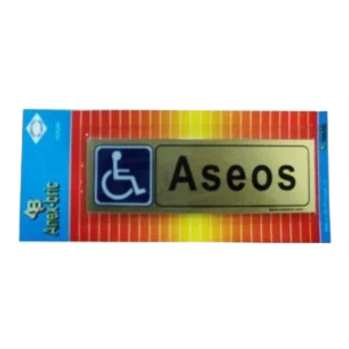 PLACA SEÑALIZACION ASEOS DORADA ANEX-BRIC