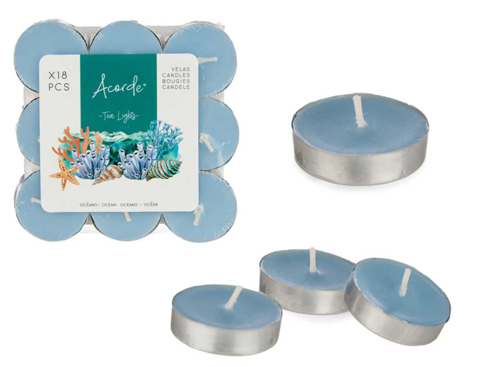 SET 18 VELAS TEA LIGHTS OCEANO