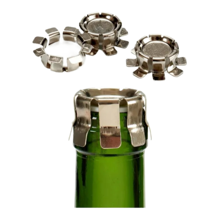 TAPON HERMETICO PARA BOTELLA PLATEADO 5 UD - Imagen 2