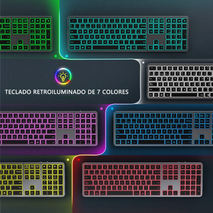 TECLADO DE ORDENADOR CONEXION POR BLUETOOTH RETROILUMINADO - Imagen 2