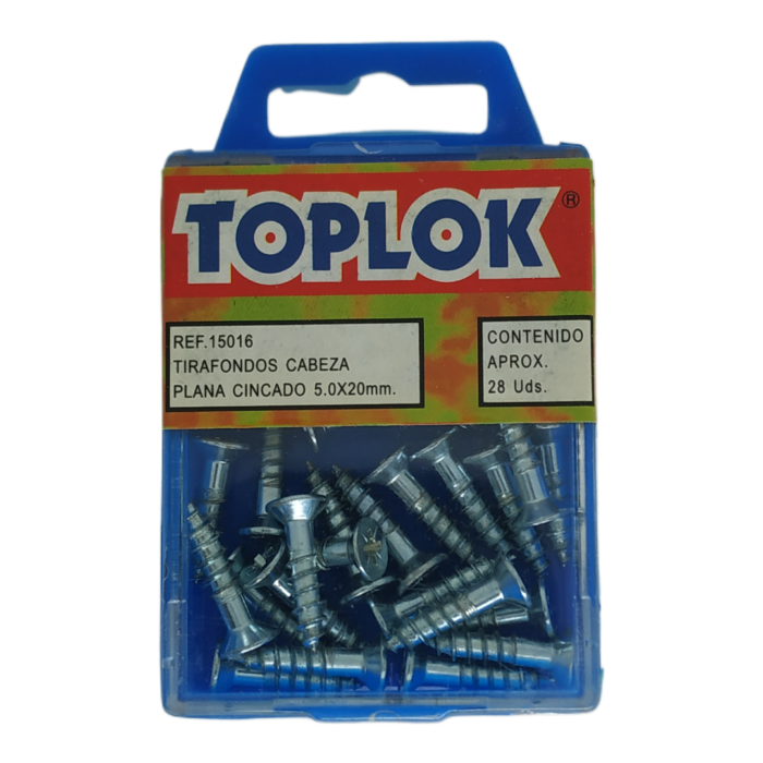TIRAFONDO DE CABEZA PLANA 5.0x20MM CINCADO