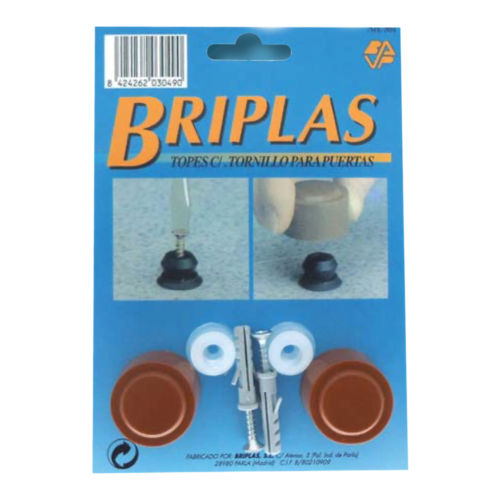 TOPES PARA PUERTAS CON TORNILLOS 2UD. COLOR MARRON.
