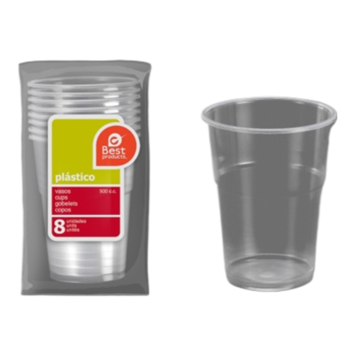 VASO DESHECHABLE TRANSPARENTE 500CC 8 UDS