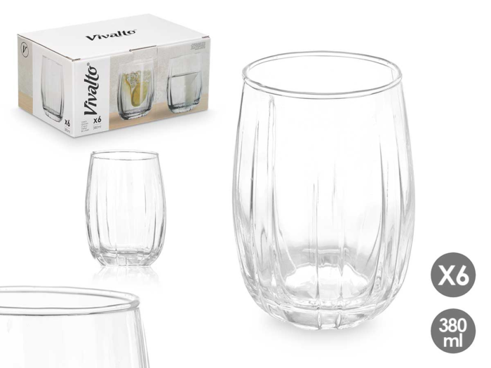 VASO TRANSPARENTE VIVALTO RAYAS 380ML 1UD