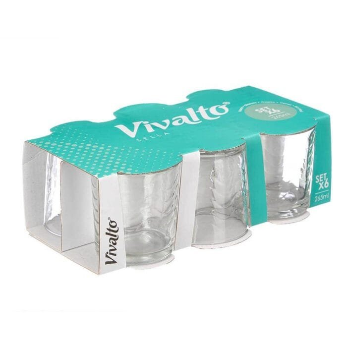 VIVALTO SET 6 VASOS 265ML ONDAS SELLA