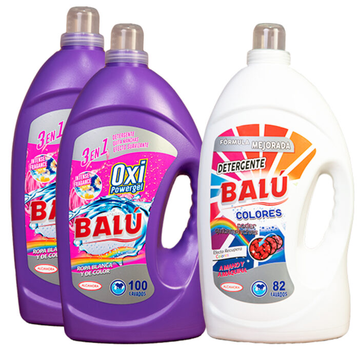 DETERGENTE LIQUIDO BALÚ | PACK 200 LAV OXI POWERGEL + 82 LAV COLORES