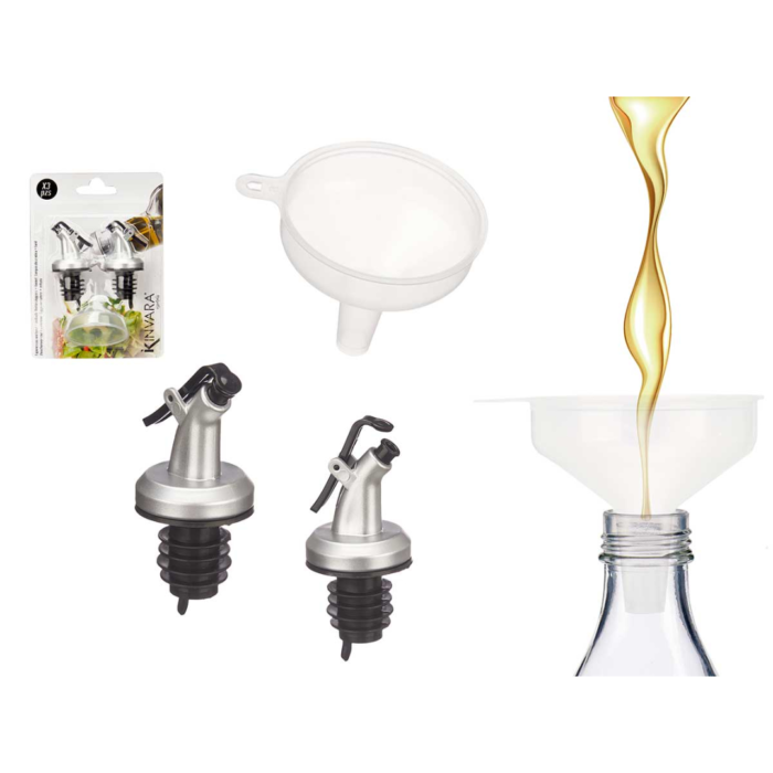 DOSIFICADORES PARA BOTELLAS DE ACEITE COLOR PLATA SET 2 UNIDADES
