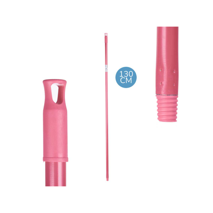 PALO DE ESCOBO METALICO LISO 130 CM ROSA