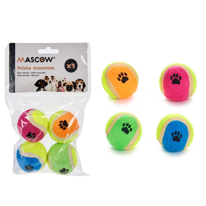 PELOTAS PARA PERROS Y GATOS PEQUEÑAS SET 4 UD