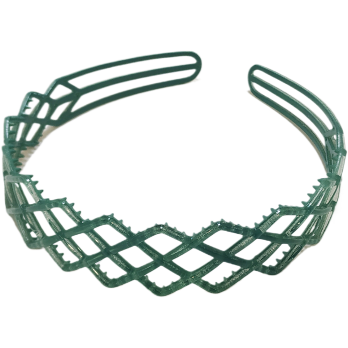 Diadema ancha de plastico con rombos color verde. Parsa