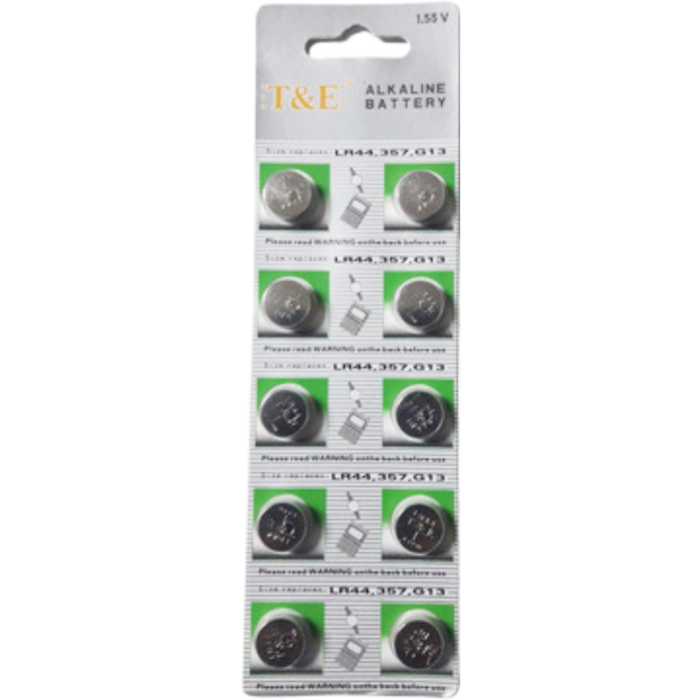 Pilas de boton alcalinas LR44, 357, G13 1.55v 10ud