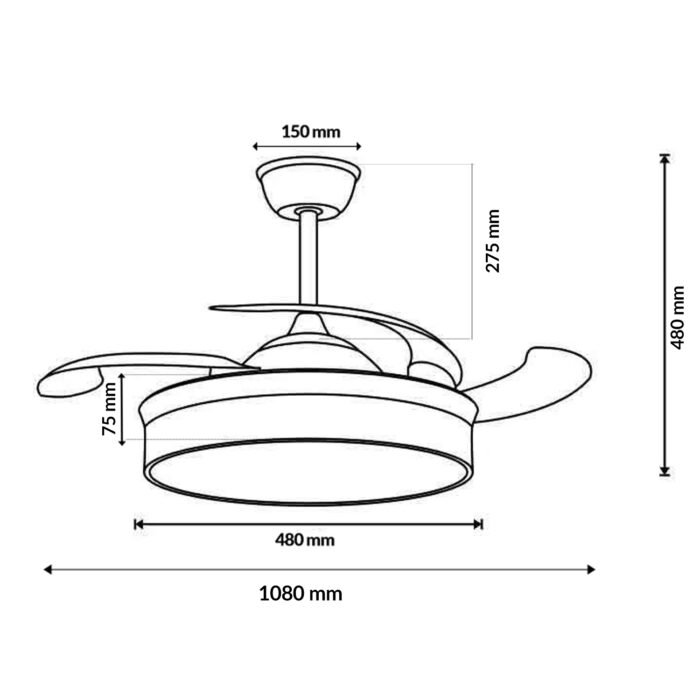 Ventilador de Techo LED 66W NEGRO Silencioso con palas retractil - Imagen 2