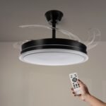 Ventilador de Techo LED 66W NEGRO Silencioso con palas retractil