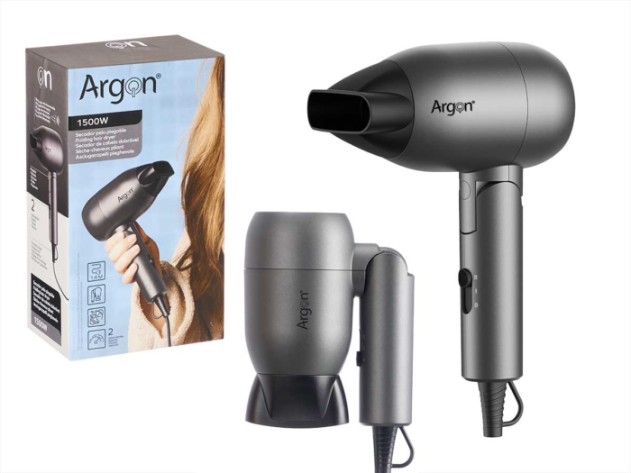 Argon secador de pelo plegable color antracita negro mate 1500w