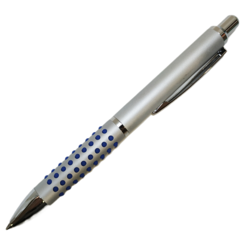 Boligrafo metalizado con puntos azules tinta azul