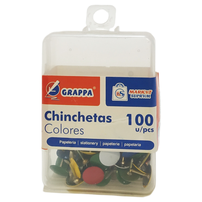 Chinchetas metalicas de colores 100ud Grappa