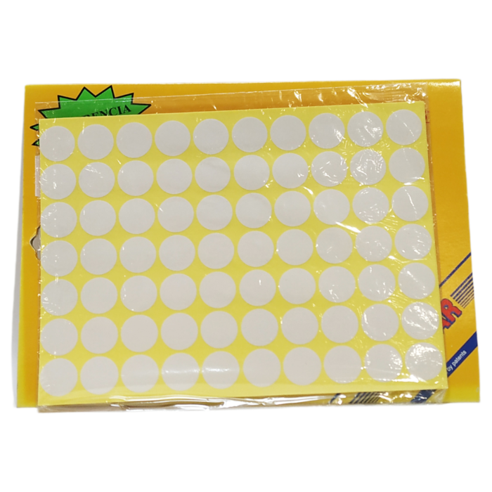 Etiquetas Autoadhesivas blancas redondas 19mm 5 hojas Kolmar