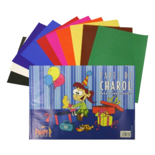 Papel charol 10 hojas de colores variados Pampy