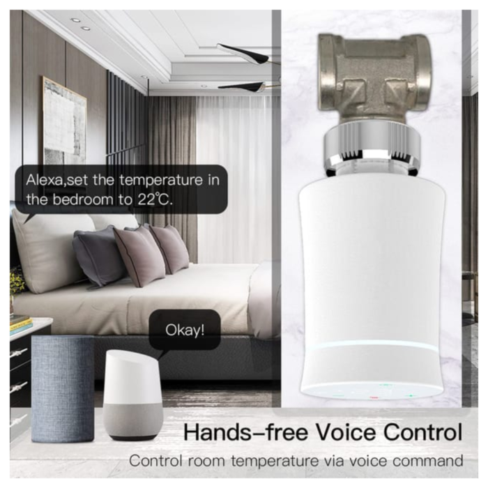 Valvula termostato inteligente. Conexion con Alexa. Blanco. Marca Tuya - Imagen 3